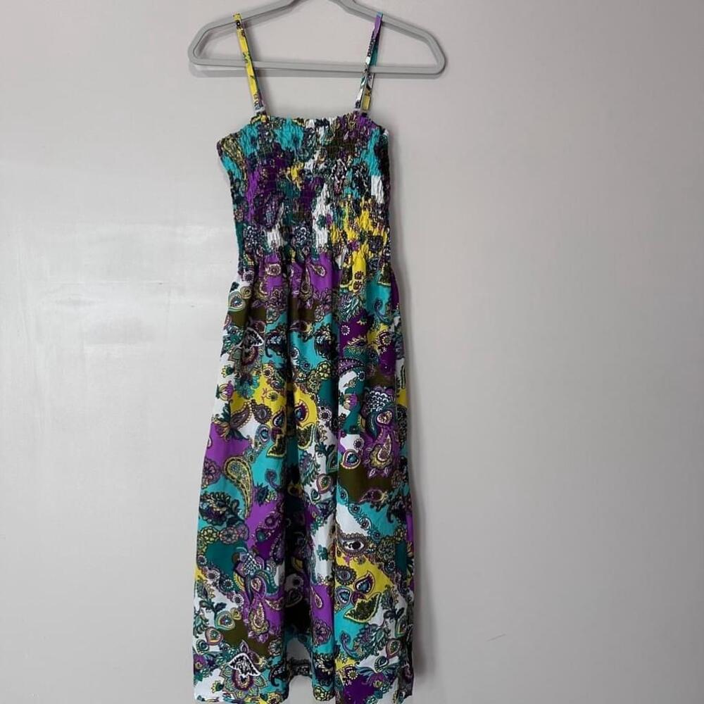 Women's Sunflower Paisley Dress Size L Purple Green BOHO